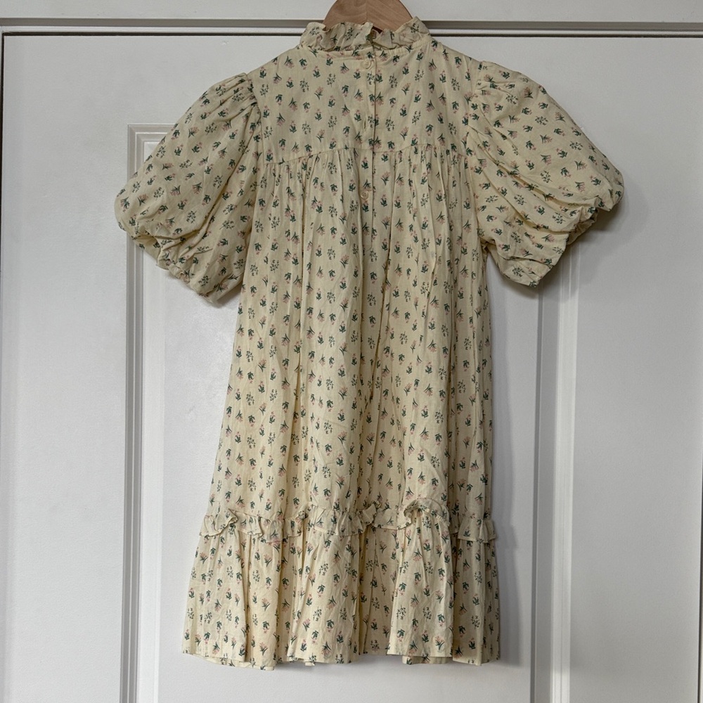 Janie and Jack Soft Yellow Dress with Green and Pink Floral Print - Picture 7 of 8